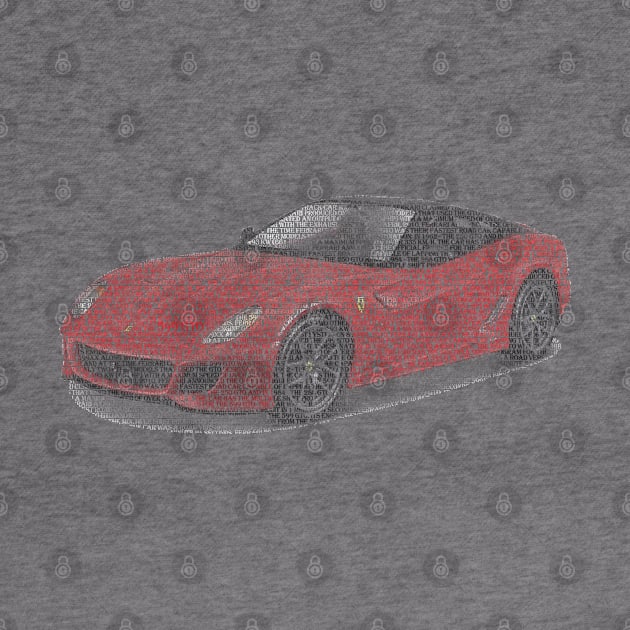 Ferrari 599 GTO typographic art by usastore